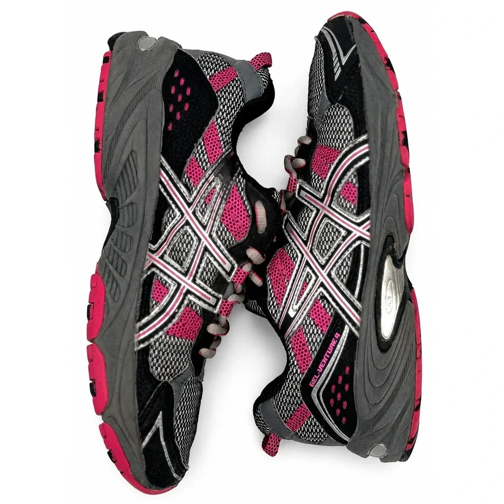 Asics Gel-Venture 4 Women's 8 Trail Running Shoes Black Pink Athletic Sneakers